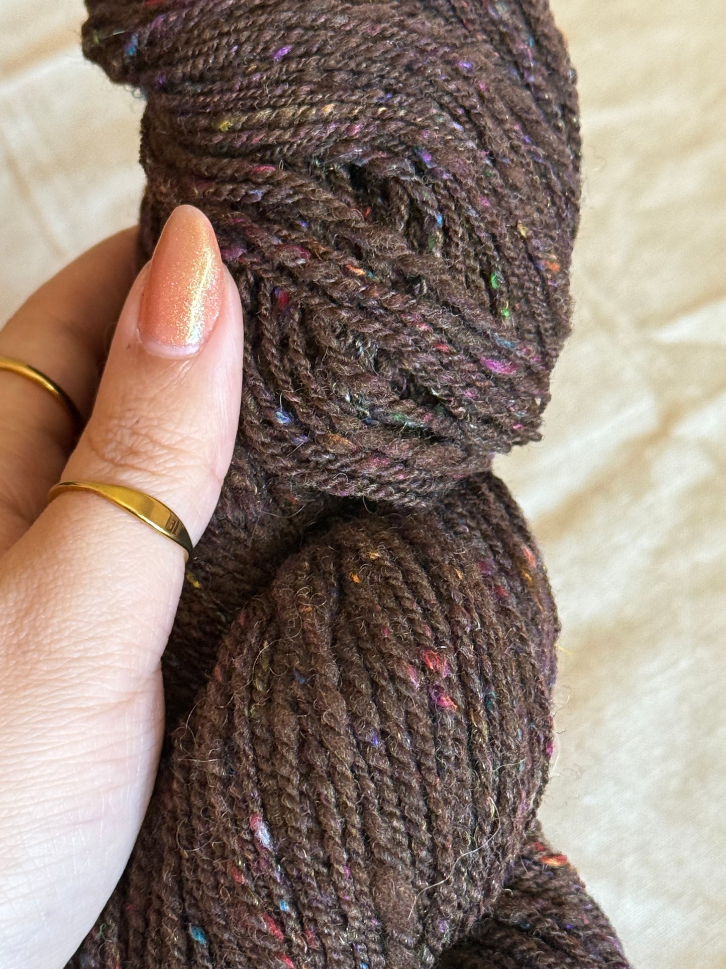Cosmic Brownie — Merino, Sari Silk & Stellina Handspun