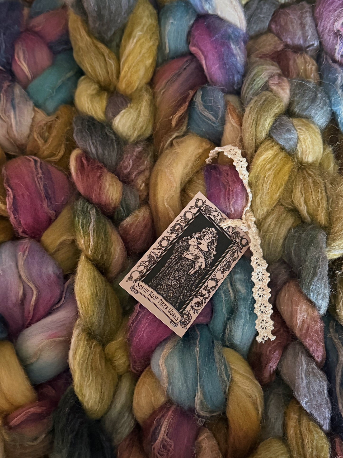 Combo Spin No. 1 — BFL / Alpaca / Rose + Merino / Tussah Silk / Flax