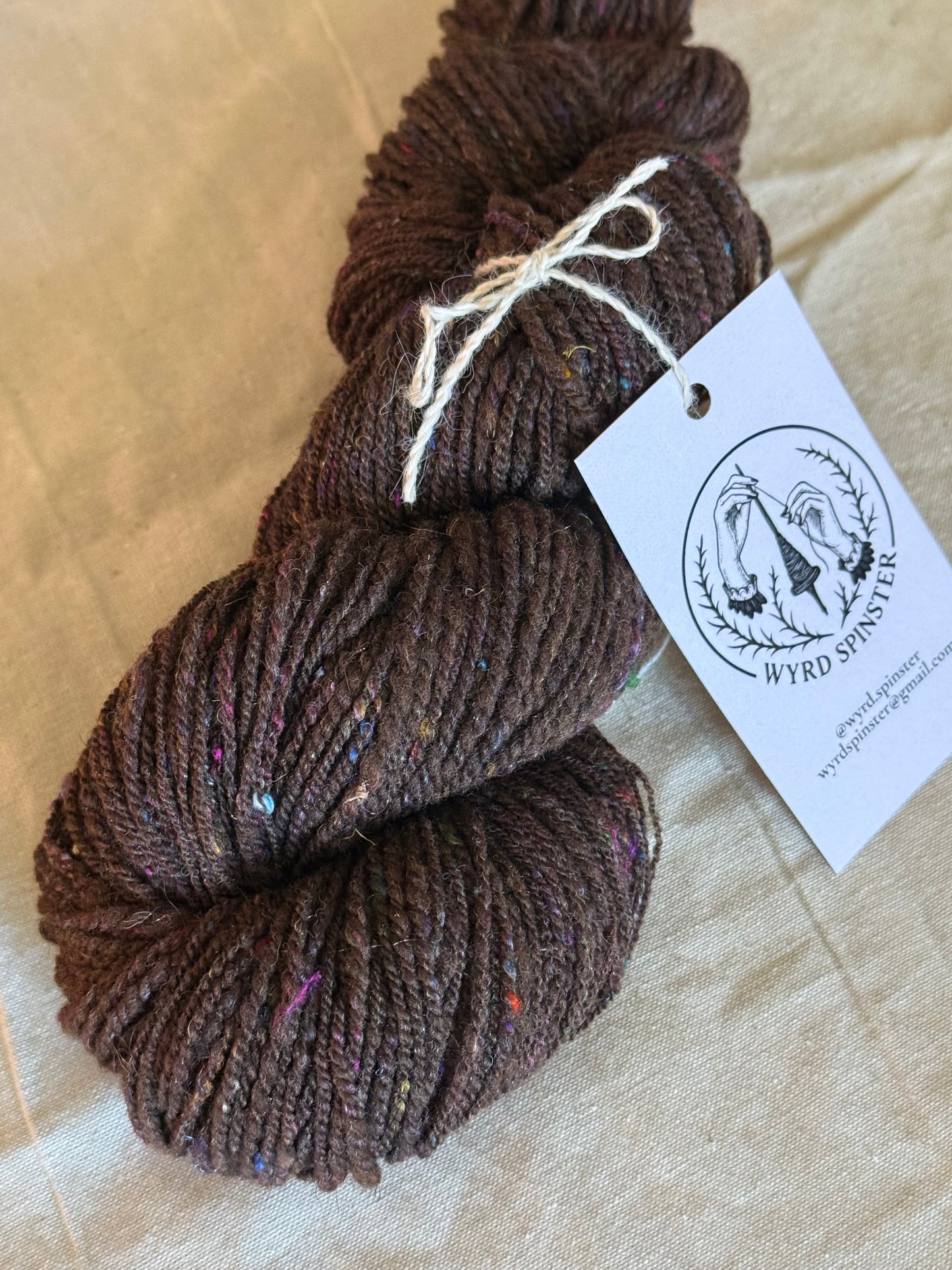 Cosmic Brownie — Merino, Sari Silk & Stellina Handspun