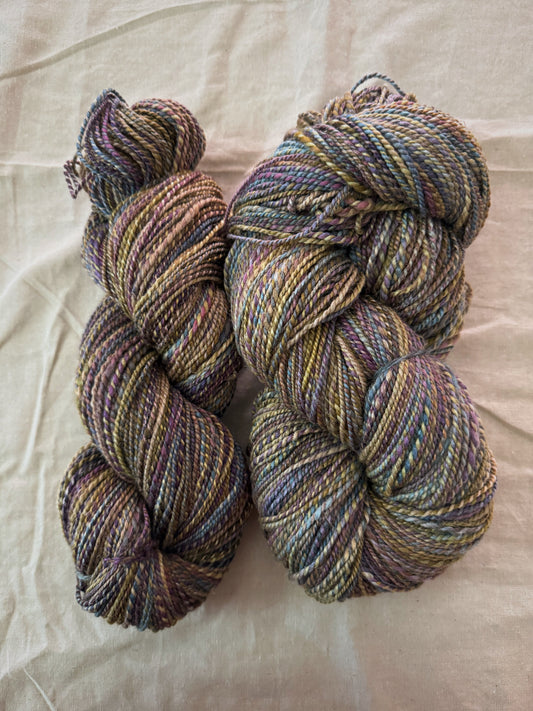 Combo Spin No. 1 — BFL / Alpaca / Rose + Merino / Tussah Silk / Flax