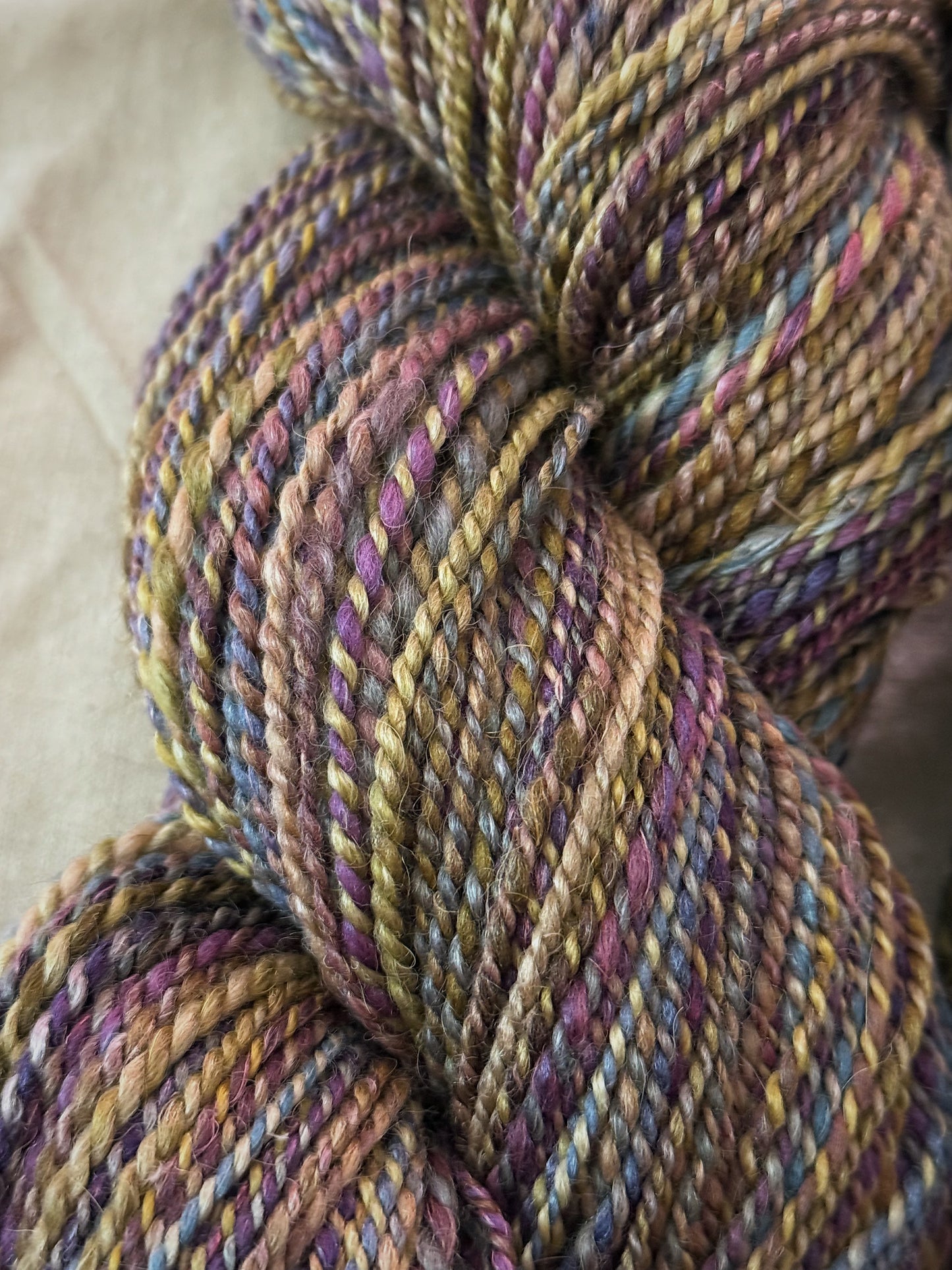 Combo Spin No. 1 — BFL / Alpaca / Rose + Merino / Tussah Silk / Flax