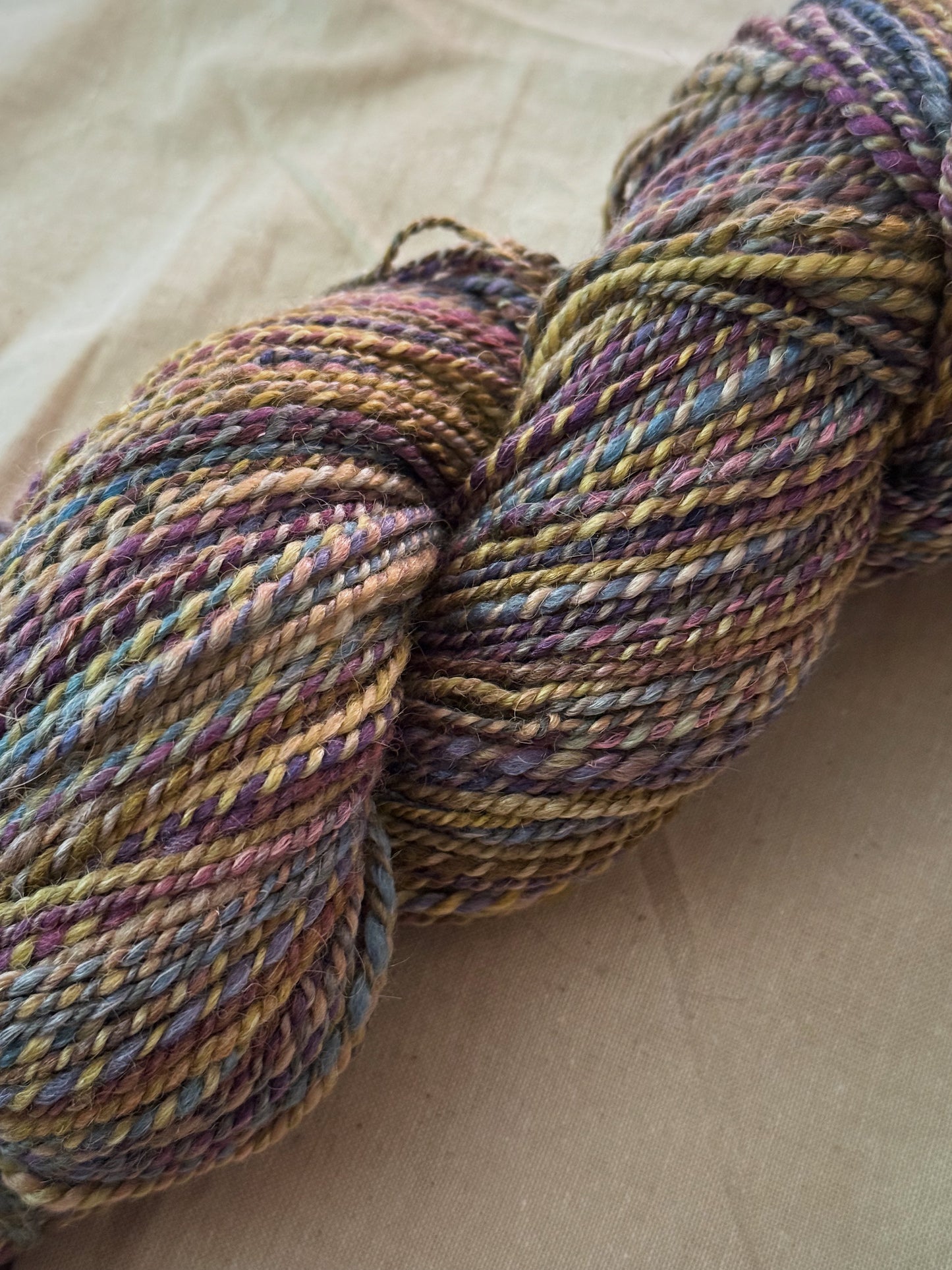 Combo Spin No. 1 — BFL / Alpaca / Rose + Merino / Tussah Silk / Flax